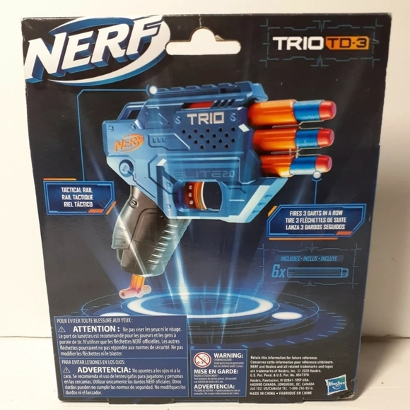 New NERF Elite 2.0 Trio TD-3 Blaster, 6 Official Nerf Darts - Picture 2 of 2